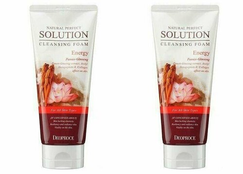 Deoproce Пенка для умывания с экстрактом лотоса и женьшеня Natural Perfect Solution Cleansing Foam Energy, 170 г, 2 шт