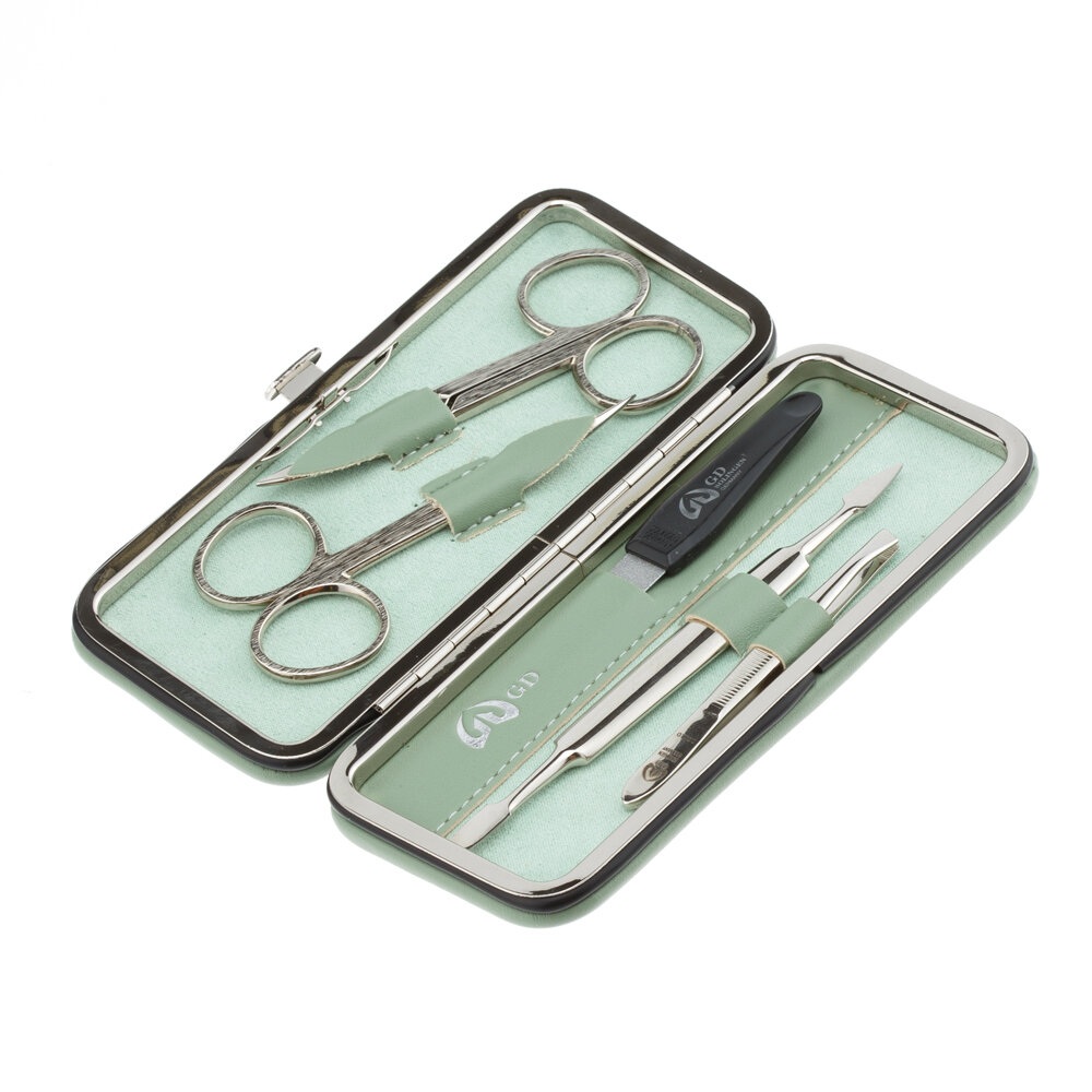 Маникюрный набор 5 предметов, футляр искусственная кожа, цвет зеленый (2152GRSM)