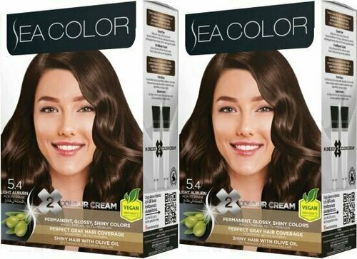 SEA COLOR HAIR DYE KIT Набор для окрашивания волос 5.4 Светлый каштан, 2 шт.