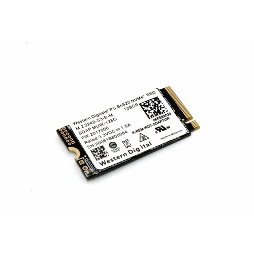 Жесткий диск твердотелый накопитель внутренняя память SSD NVMe M2 2242 128Gb WD SN520 3411₽