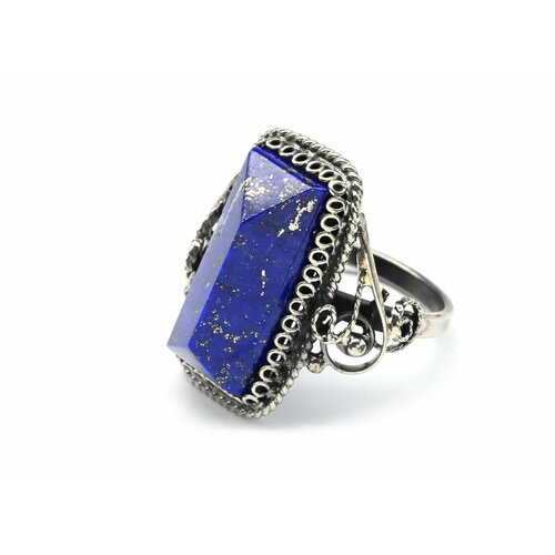 Кольцо Радуга Камня, лазурит, размер 17.5, белый, синий кольцо радуга камня лазурит размер 16 синий