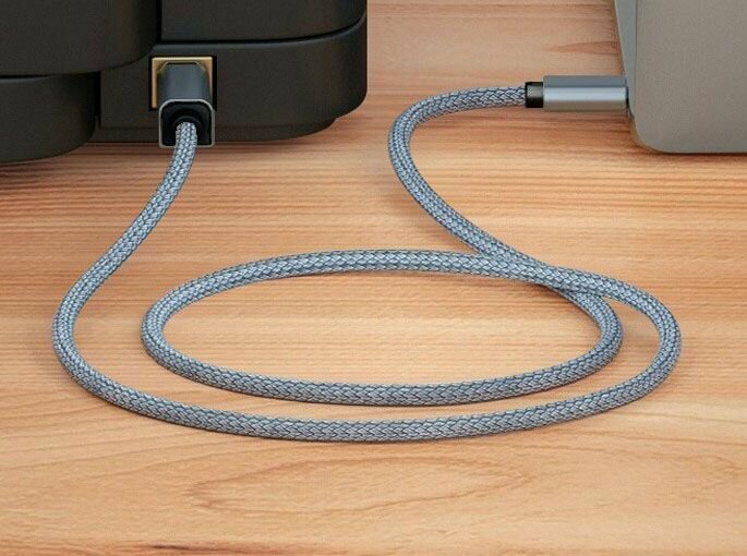 Кабель-переходник USB-C 3.1 / USB 2.0 Type-C / Type-B для принтера, синтезатора, MIDI клавиатуры, жесткого диска 1 метр Нейлон — фото 1