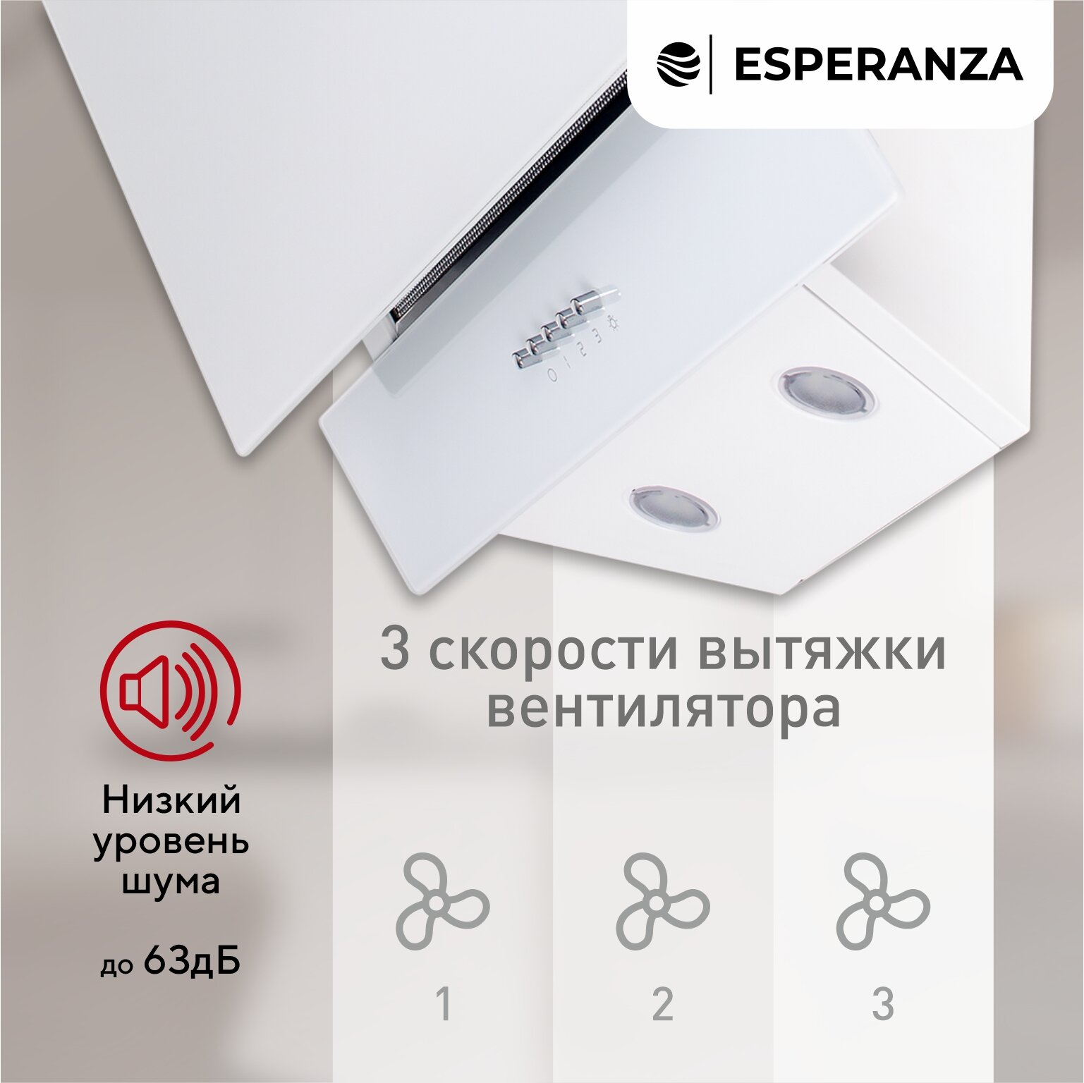 Наклонная вытяжка 50 см ESPERANZA RHA50G06 W