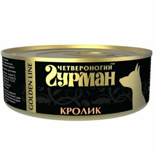 Влажный консервированный корм Четвероногий гурман голден для собак, Кролик натуральный в желе, 100гр, 6шт