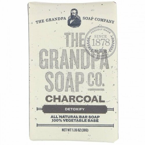 The Grandpa Soap Co, Face & Body Bar Soap, Detoxify, Charcoal, 1.35 oz (38 g)