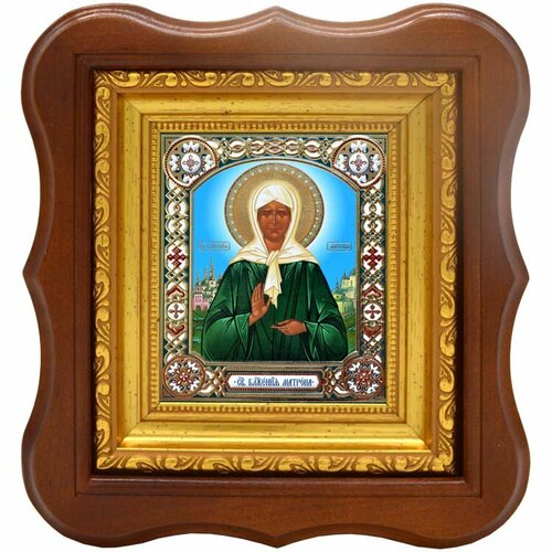 Икона святой Матроны на фоне Москвы. матушка матрона