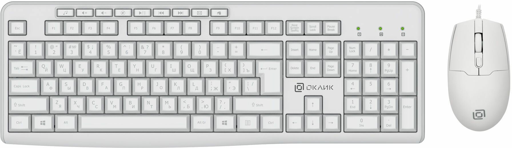 Клавиатура + мышь Оклик S650 клав: белый мышь: белый USB (1875257)