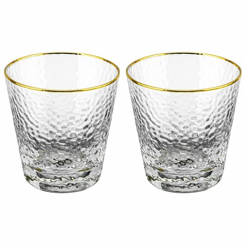 Набор стаканов Crystal glass с золотой каймой,2 шт, 300 мл, стекло