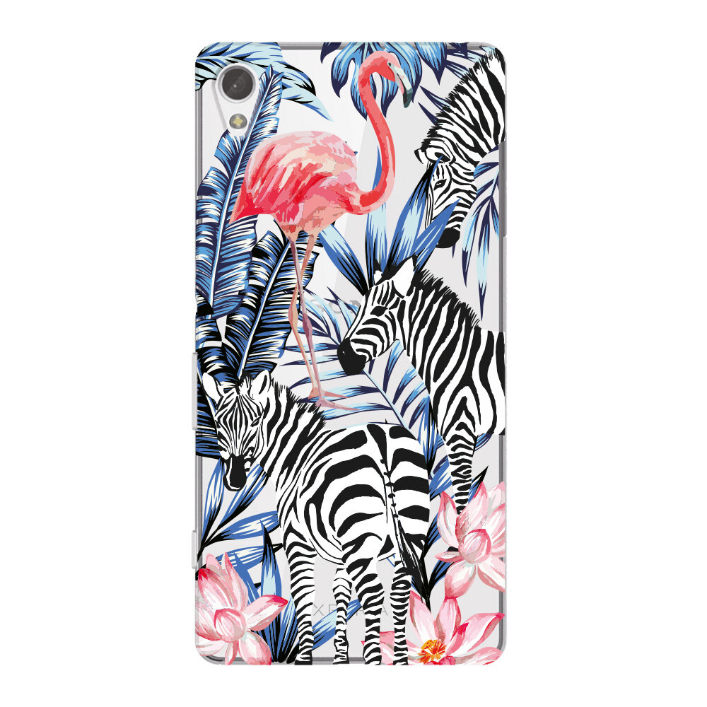 Чехол и защитная пленка для Sony Xperia Z3+ Deppa Art Case Jungle зебры