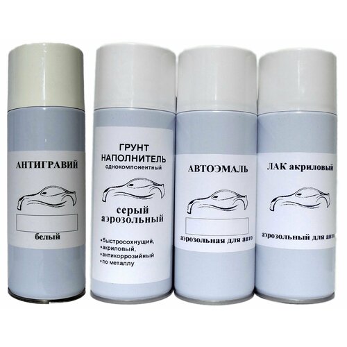 NH-82 Greek White для Honda, БЕЛ-АНТ + грунт + краска + лак аэрозоль , в комплекте 4 баллона по 520 мл Green Line