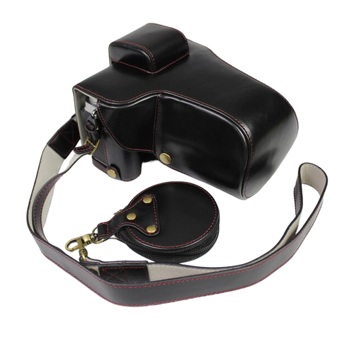 Сумка кожух футляр MyPads Estuche из импортной эко кожи для фотоаппарата Fujifilm X T5 черного цвета