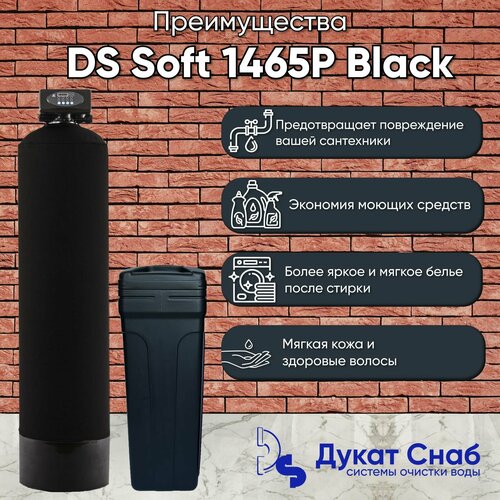 Автоматическая система умягчения воды DS 1465P black под загрузку. Потребители, до 6 человек. фильтр умягчения воды ds soft premium 1035 потребители до 3 человек