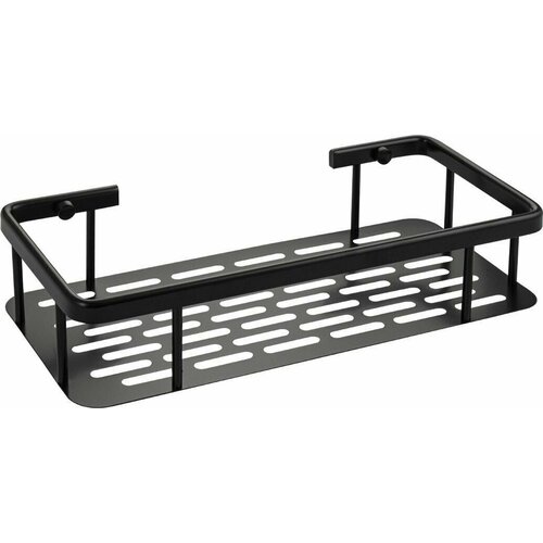 Полочка угловая овальная с литым дном одинарная с креплением к стене чёрного цвета 1208₽