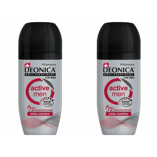 Дезодорант антиперспирант мужской, Deonica For Men PROpharma, Active men, 50 мл, ролик, 2 шт