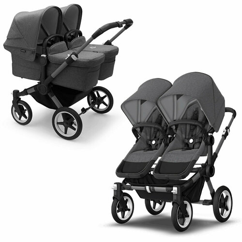 Коляска для двойни 2в1 Bugaboo Donkey 5 Twin Graphite, цвет Grey Melange