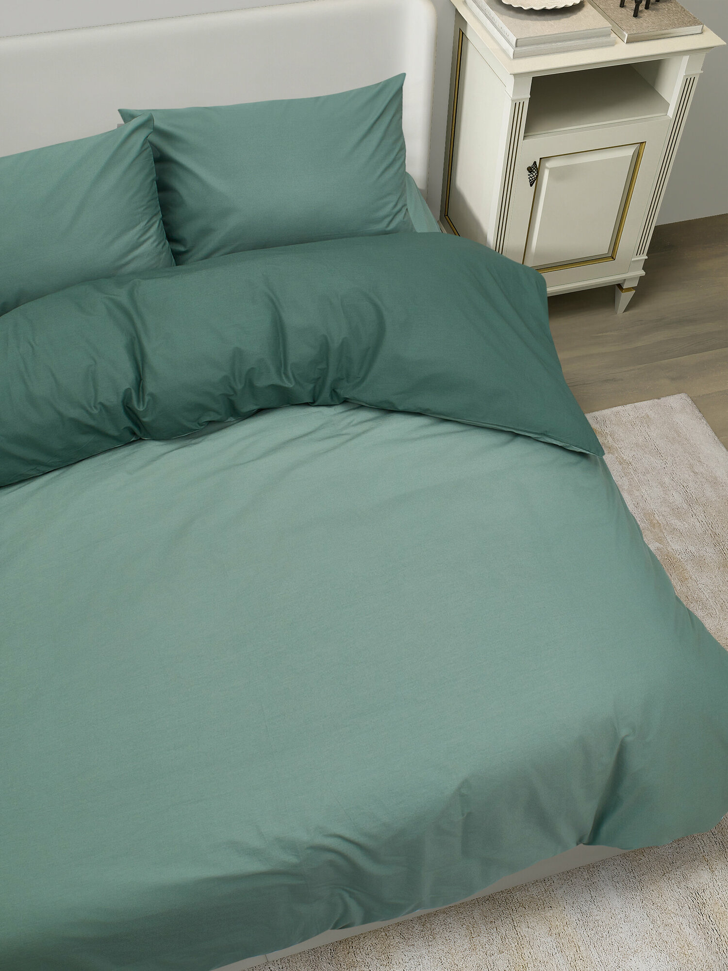 Постельное белье 2 спальное Соммерс/STRANDTALL пододеяльник 200 х 200, наволочки 50x70 (2 шт) зеленый