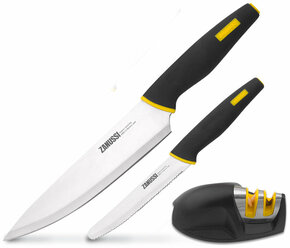 Набор ножей 3 пр нож д/ овощей 12.5 см+нож поварской 20 см+точилка занусси. zsk-400