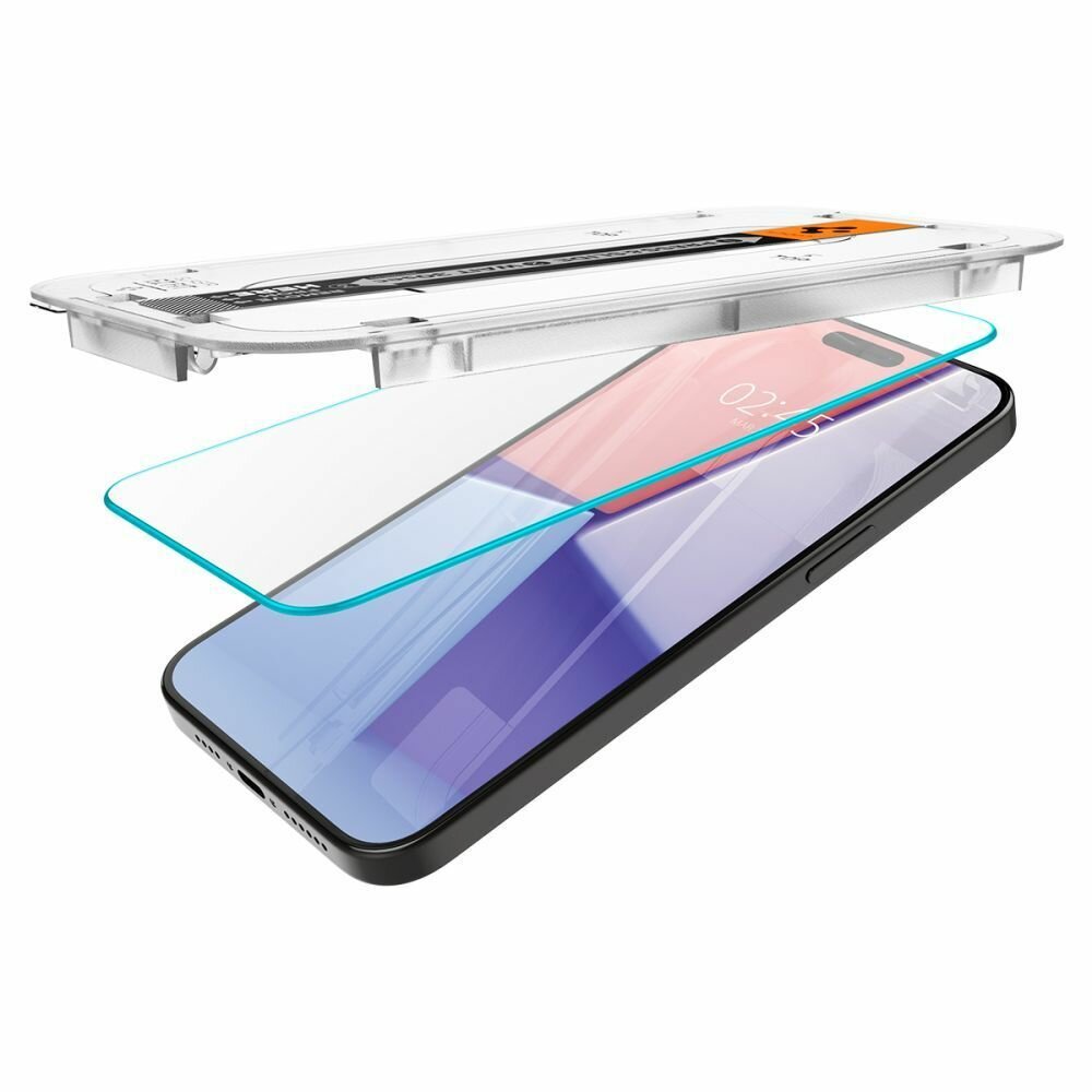 Защитное стекло 2 штуки Spigen на iPhone 15 Pro Max/ Айфон 15 Про Макс прозрачное, с рамкой для установки (AGL06872) — фото 1