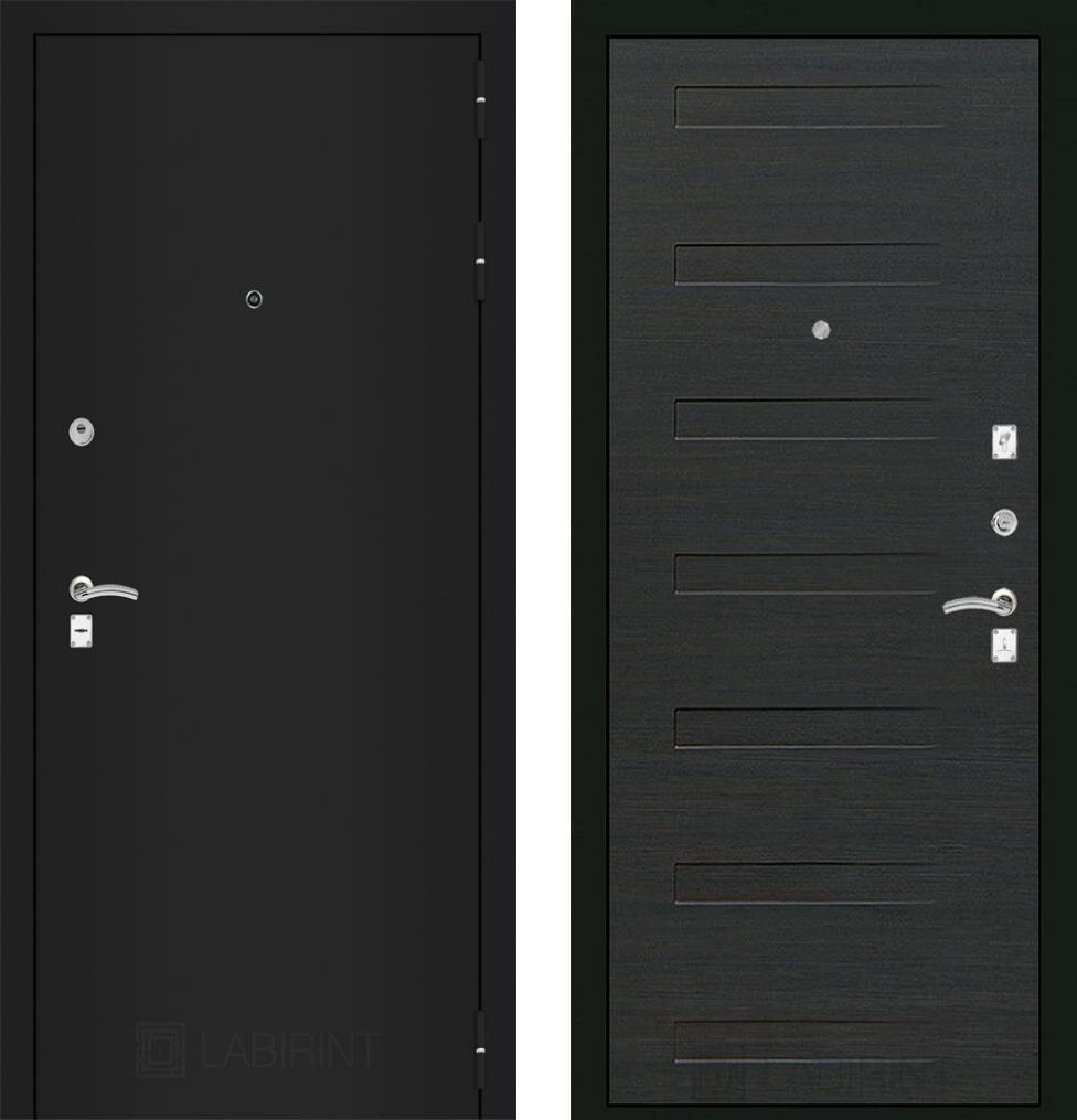 фото Входная дверь Labirint Classic "Шагрень черная" 14 "Эковенге" 960x2050, открывание правое