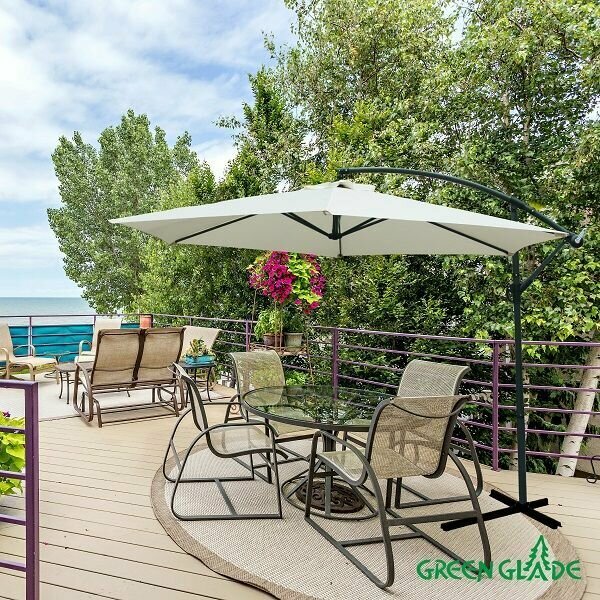 Садовый зонт большой Green Glade 6001 бежевый для дачи, кемпинга, пикника и отдыха на природе, пляжный, складной, уличный зонтик с наклоном для защиты от солнца