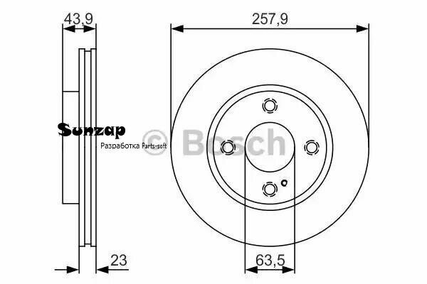 BOSCH 0986479S38 0 986 479 S38_диск тормозной передний!\ Mazda 2 07>, Ford Fiesta 1.3/1.5/1.4/TDCi/1.6TDCi 08>