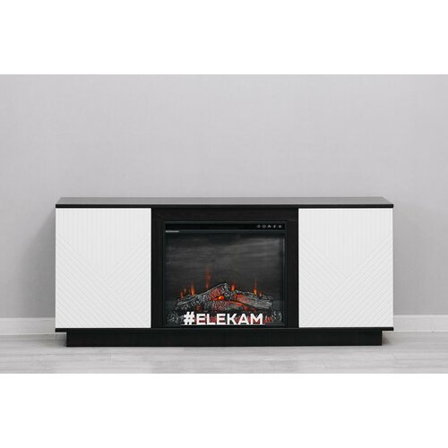 Тумба под ТВ (TV-тумба) с электроочагом в комплекте в белом цвете/венге с пультом, обогревом и звуком потрескивания дров