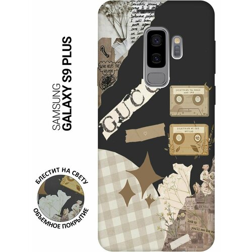 Матовый Soft Touch силиконовый чехол на Samsung Galaxy S9+, Самсунг С9 Плюс с 3D принтом GUCCI Stickers черный матовый soft touch силиконовый чехол на samsung galaxy s9 самсунг с9 плюс с 3d принтом free w черный