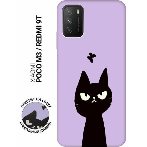 Силиконовый чехол на Xiaomi Redmi 9T, Poco M3, Сяоми Поко М3, Сяоми Редми 9Т Silky Touch Premium с принтом Disgruntled Cat сиреневый силиконовый чехол на xiaomi redmi note 9t сяоми редми ноут 9т silky touch premium с принтом disgruntled cat сиреневый