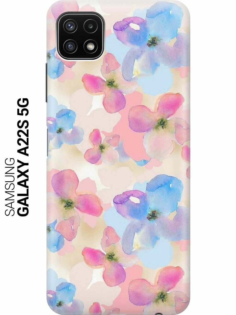 Силиконовый чехол на Samsung Galaxy A22s 5G, Самсунг А22с с принтом "Фиалки акварелью"