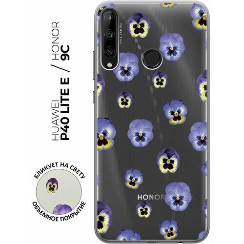 Силиконовый чехол с принтом Pansies для Honor 9C / Huawei P40 Lite E / Хуавей П40 Лайт Е / Хонор 9С силиконовый чехол на honor 9c huawei p40 lite e хуавей п40 лайт е хонор 9с silky touch premium с принтом heartbreaker розовый