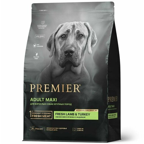 Сухой корм Premier Dog Lamb & Turkey ADULT Maxi (Свежее мясо ягненка с индейкой для собак крупных пород) 3кг