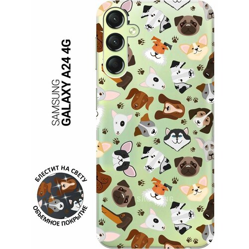 Силиконовый чехол на Samsung Galaxy A24, Самсунг А24 с 3D принтом Dogs Pattern прозрачный силиконовый чехол на samsung galaxy a24 самсунг а24 silky touch premium с принтом dogs pattern сиреневый