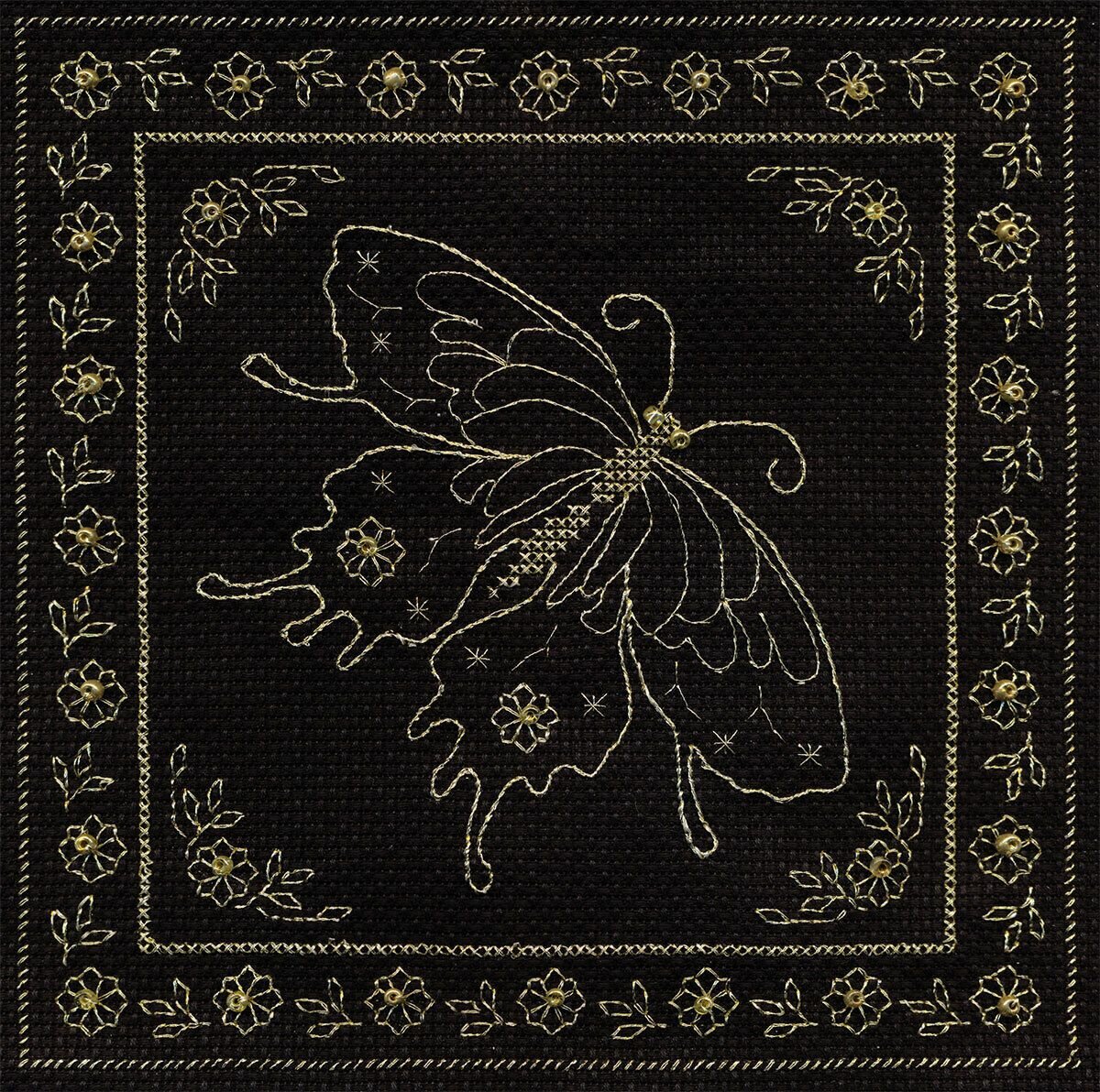 Набор для вышивания крестом, бисером "Золотая бабочка", 18х18 см, О-811, Panna