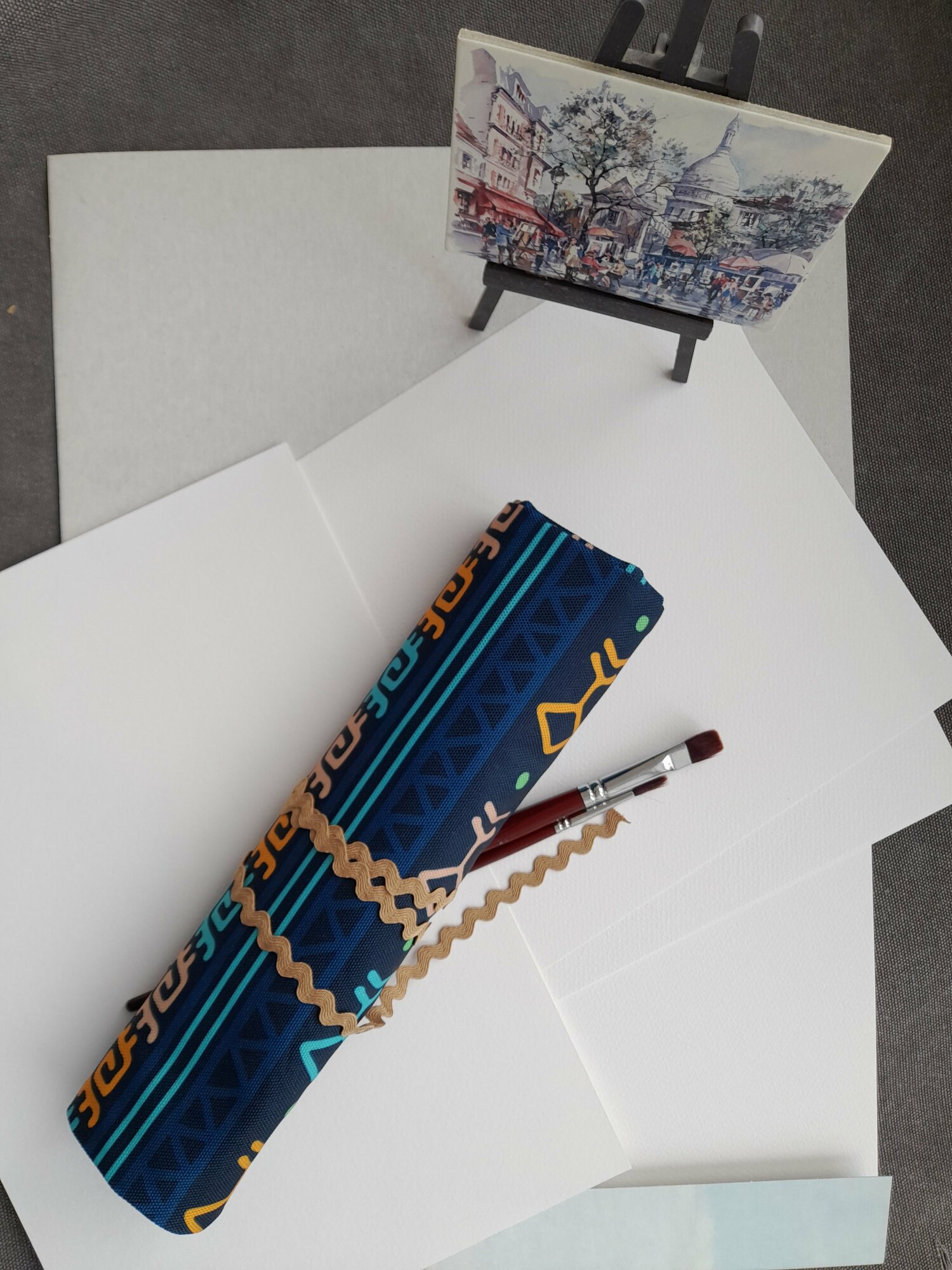 фото Чехол, пенал - скрутка для художественных кистей, карандашей. Руны.