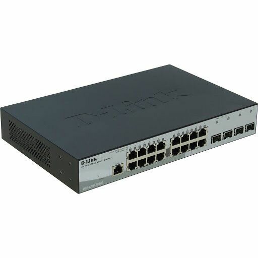 Коммутатор D-Link DGS-1210-20/ME/B Managed L2 Metro Ethernet Switch 16x1000Base-T, 4x1000Base-X SFP, Surge 6KV, CLI, RJ45 Console, RPS, Dying Gasp