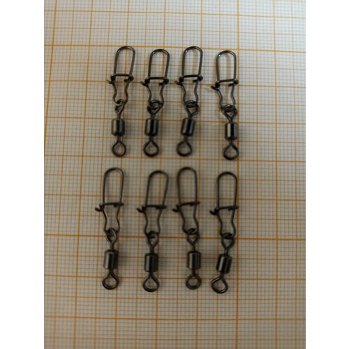 Карабин с вертлюгом рыболовные Fishing swivels 8шт 25кг CR003 # 4 size 25 piece carp fishing swivels snaps with solid ring quick change fishing hook swivels accessories ae008