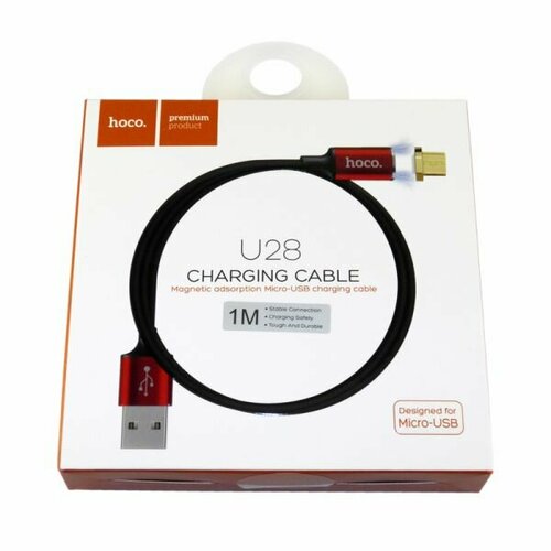 Кабель Hoco U28 USB - Lightning 1m. Black/Red (магнитный) кабель usb lightning x26 1m hoco черный с красным