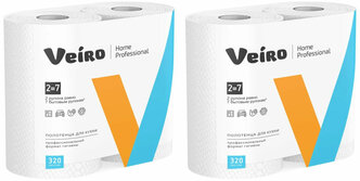 Полотенца Veiro "Professional Home", бумажные, ролевые, двухслойные, 2 рулона (K301)