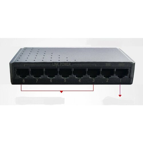 Коммутатор Passive POE switch 12-57V 6+2 портов (6 РоЕ + 2 Uрlink 100мбит/с) без блока питания, ПоЕ свитч