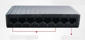Коммутатор Passive POE switch 12-57V 6+2 портов (6 РоЕ + 2 Uрlink 100мбит/с) без блока питания, ПоЕ свитч