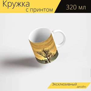 Кружка с рисунком, принтом "Высокое сиденье, высокое положение, место охоты" 320 мл.