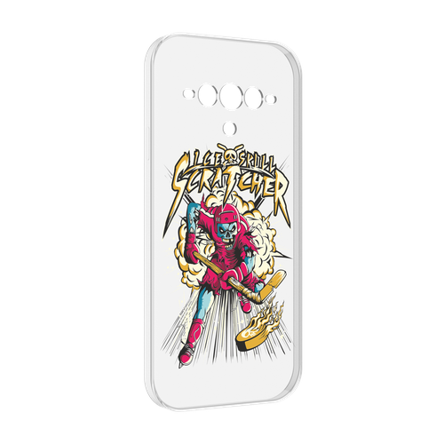Чехол MyPads нарисованный скелет хоккеист для Doogee V30 задняя-панель-накладка-бампер