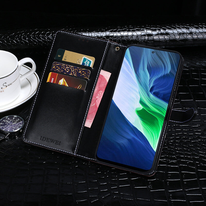 Чехол-книжка MyPads Croco Poko для Infinix Note 10 Pro с прошивкой рельефа кожи крокодила с застежкой и визитницей синий — фото 1