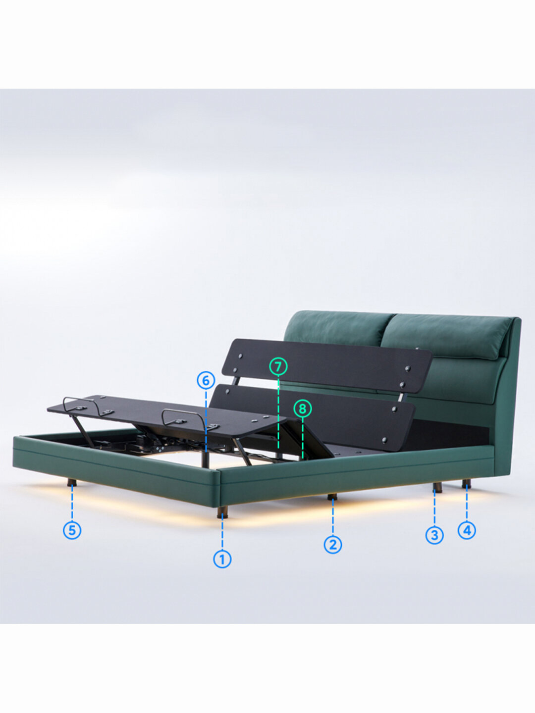 Умная двуспальная кровать Xiaomi 8H Feel Intelligent Leather Suspended Electric Bed X+ 1.8m Green DT7 (без матраса)