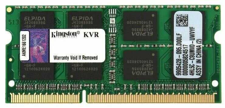 Оперативная память для ноутбука Kingston ValueRAM 8 ГБ DDR3 1600 МГц SODIMM CL11 KVR16S11/8