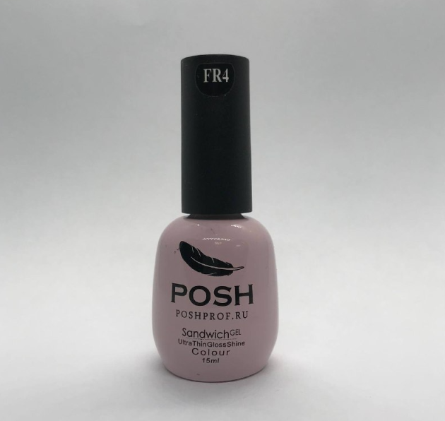 POSH Sandwich Gel Colour French Гель-лак для ногтей UV/LED на 25 дней 15 мл Френч Нежно-Розовый тон FR4 Прозрачный намёк Цвет Невесты