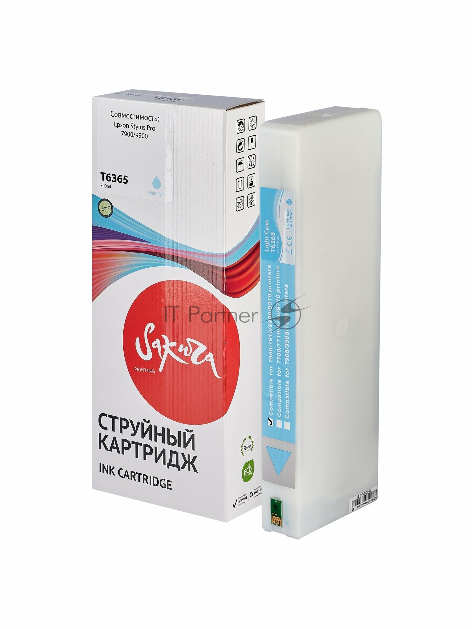 Струйный картридж Sakura C13T636500 для Epson Stylus Pro 7900/9900, светло-голубой, пигментный тип, 700ml. - фото №8
