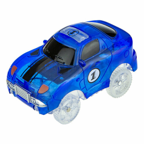 Машинка 1TOY Гибкий трек синий спорткар, с 5 лампочками