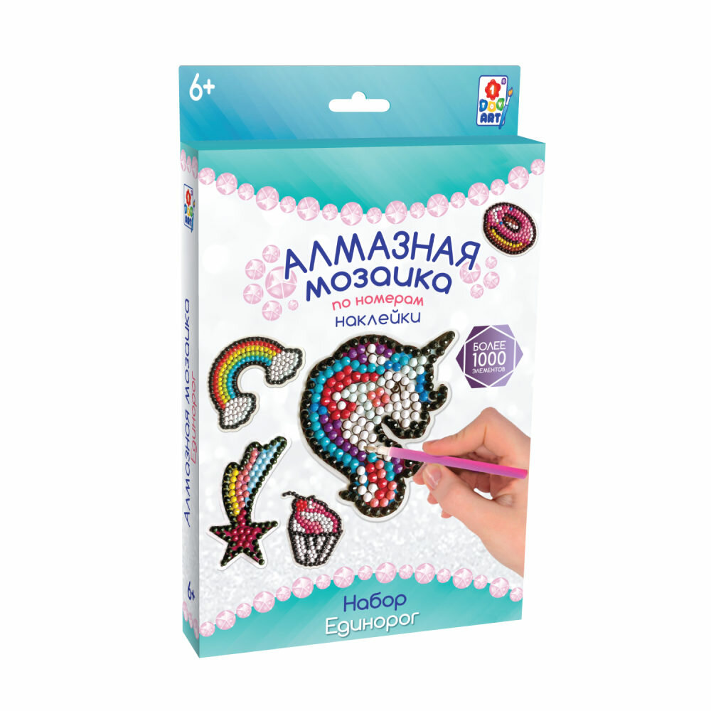 фото 1TOY ART Алмазная мозаика. Наклейки. Набор "Единорог"