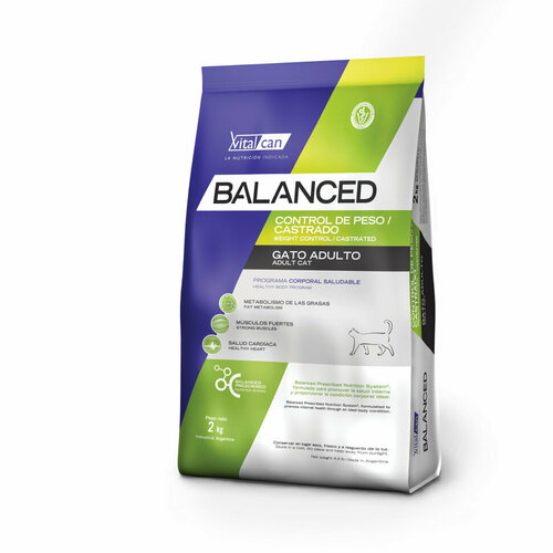 Vitalcan Balanced Cat Weight Control/Castrated сухой корм для стерилизованных кошек, для контроля веса, с курицей - 2 кг